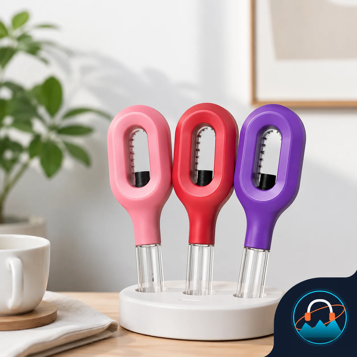 oval loop hair brush with built-in spray bd
