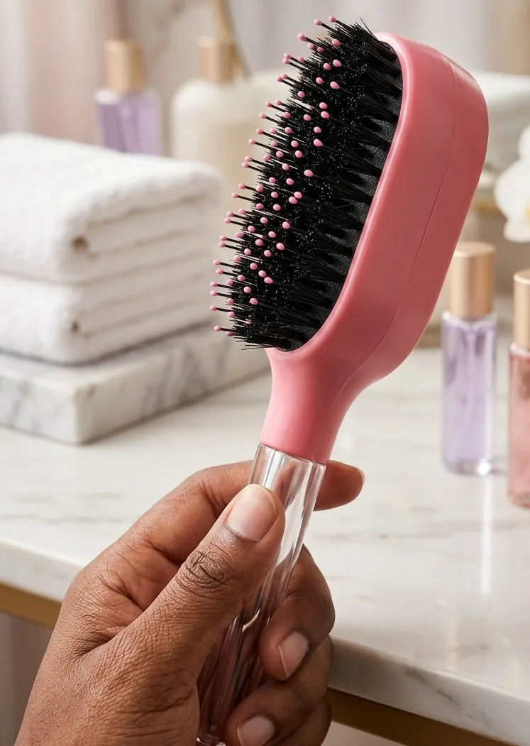Hot pink water spray hair smoothing brush