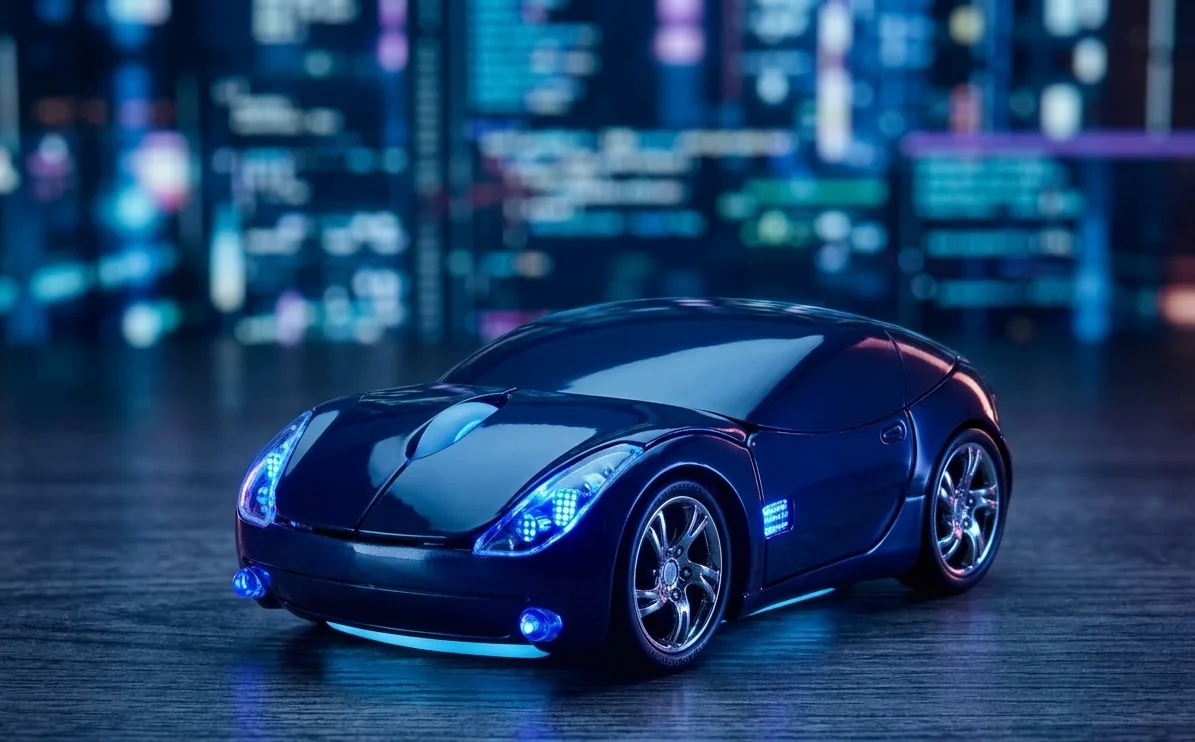Stylish wireless car mouse desk setup